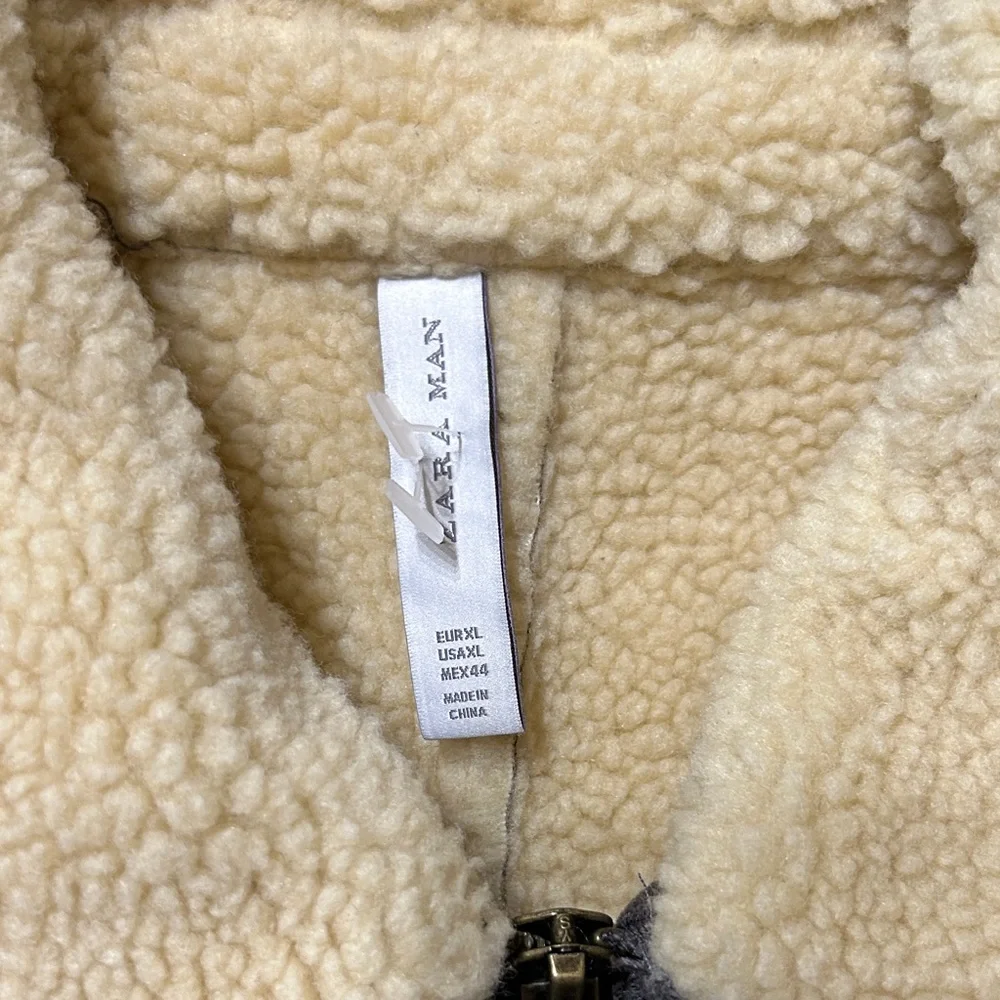 Zara gray with Cream Shearling Jacket - Picture 2 of 12